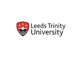 Leeds Trinity University logo with a red shield, three stars, a ship, and black text.